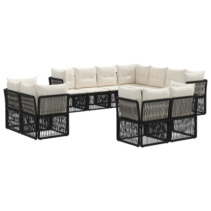 Set de canapele pentru grădină 11 pcs Negru poliratan WALTI