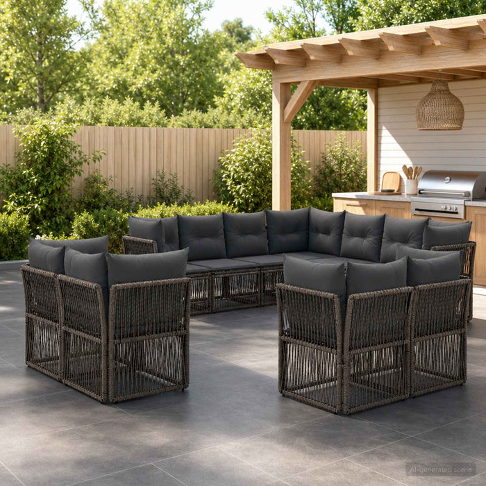 Set de canapele pentru grădină 11 pcs Gri poliratan - WALTI WALTI