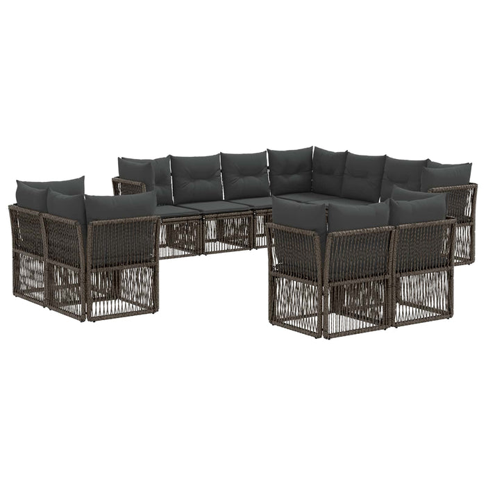 Set de canapele pentru grădină 11 pcs Gri poliratan WALTI