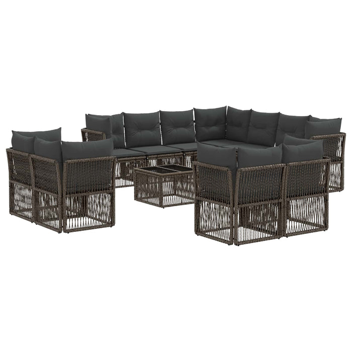 Set de canapele pentru grădină 12 pcs Gri poliratan - WALTI WALTI