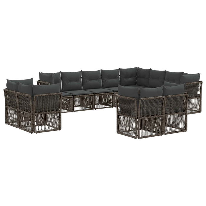 Set de canapele pentru grădină 12 pcs Gri poliratan WALTI