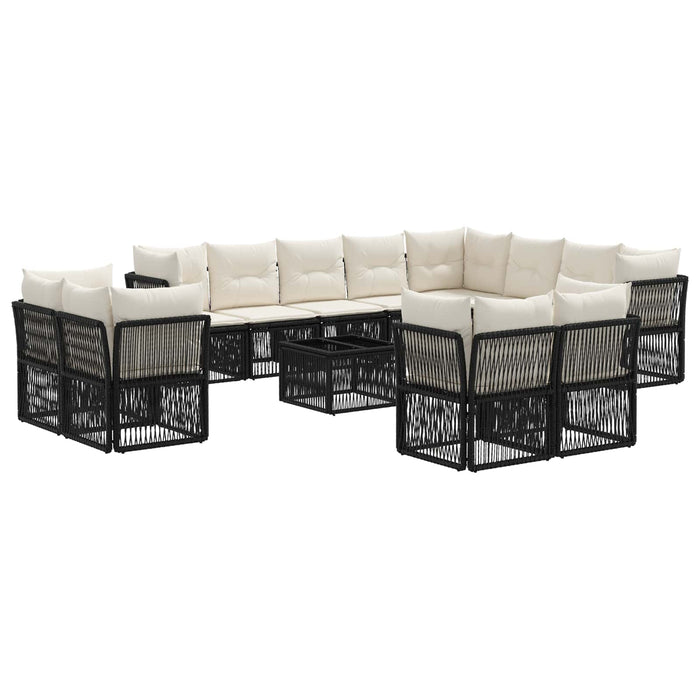 Set de canapele pentru grădină 13 pcs Negru poliratan - WALTI WALTI