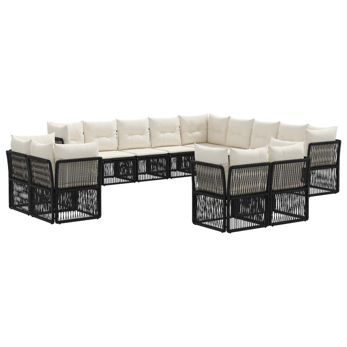 Set de canapele pentru grădină 13 pcs Negru poliratan WALTI