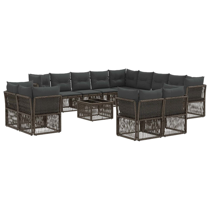 Set de canapele pentru grădină 14 pcs Gri poliratan - WALTI WALTI