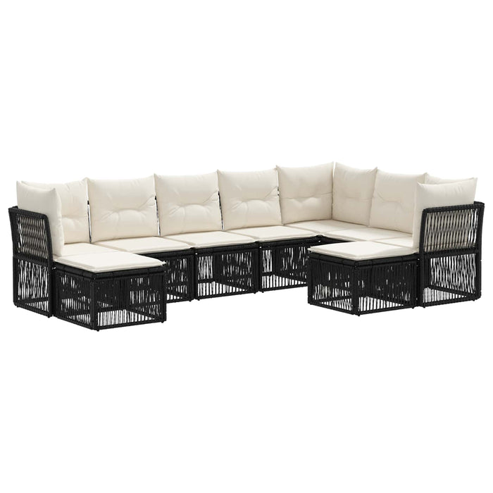 Set de canapele pentru grădină 9 pcs Negru poliratan WALTI