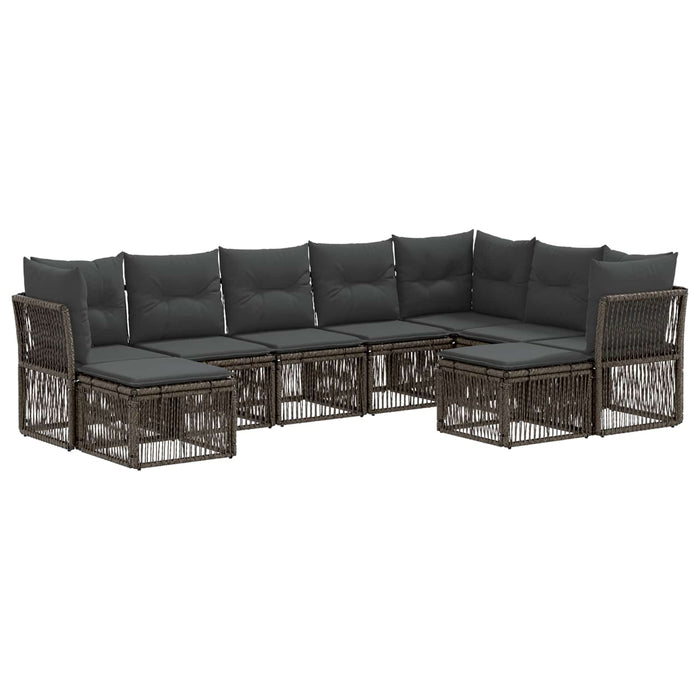 Set de canapele pentru grădină 9 pcs Gri poliratan WALTI