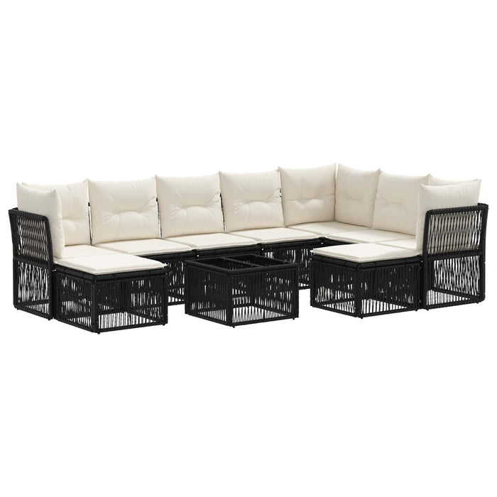 Set de canapele pentru grădină 10 pcs Negru poliratan - WALTI WALTI