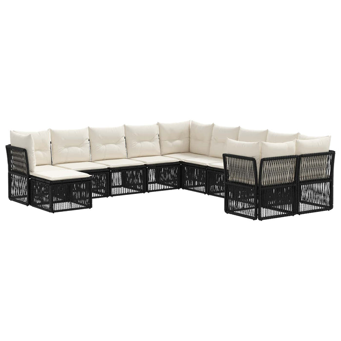 Set de canapele pentru grădină 11 pcs Negru poliratan WALTI
