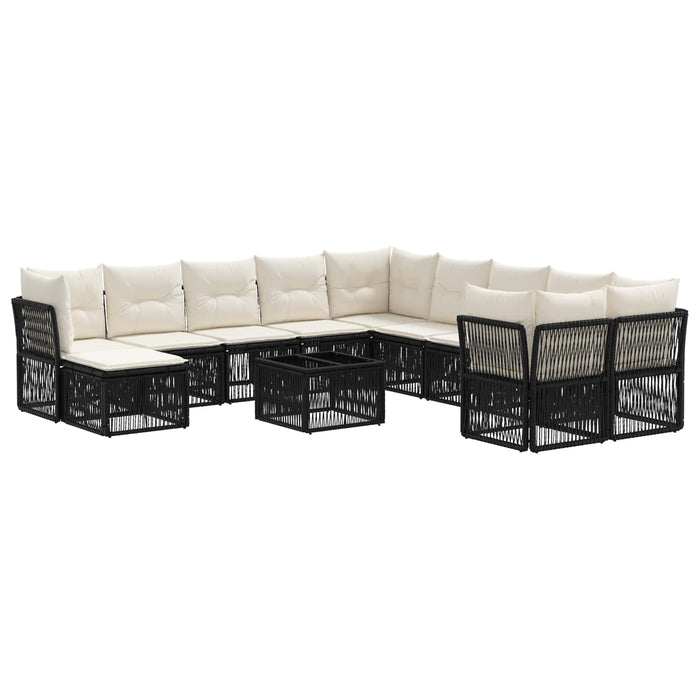 Set de canapele pentru grădină 12 pcs Negru poliratan - WALTI WALTI