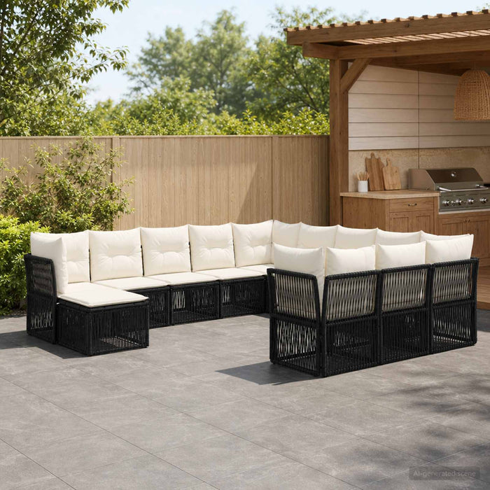Set de canapele pentru grădină 12 pcs Negru poliratan - WALTI WALTI