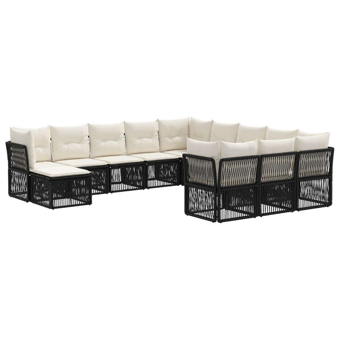 Set de canapele pentru grădină 12 pcs Negru poliratan WALTI