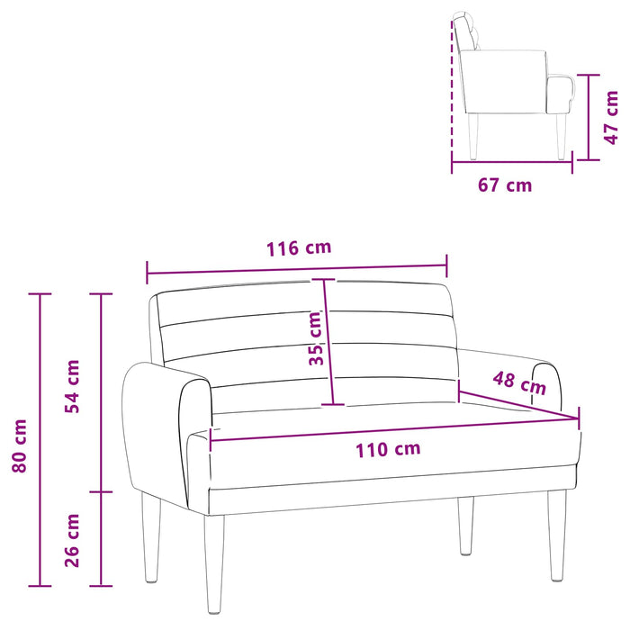 Canapea cu capitonaj butonat Galben Deschis 116 x 67 x 80 cm WALTI