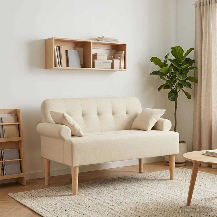 Canapea cu capitonaj butonat Crem 120 x 65 x 79 cm Țesătură WALTI