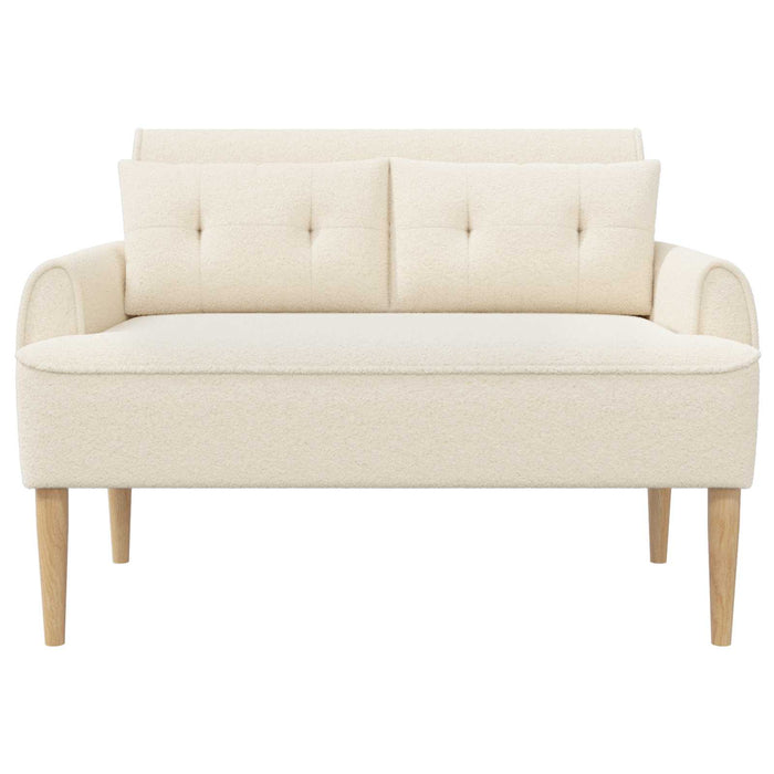 Canapea cu capitonaj butonat Crem 117 x 67 x 77 cm Bouclé WALTI