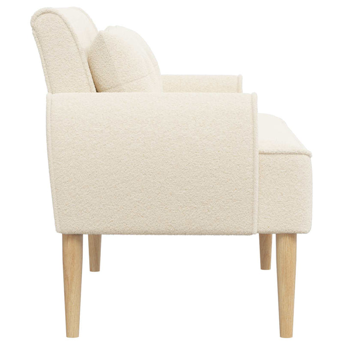 Canapea cu capitonaj butonat Crem 117 x 67 x 77 cm Bouclé WALTI