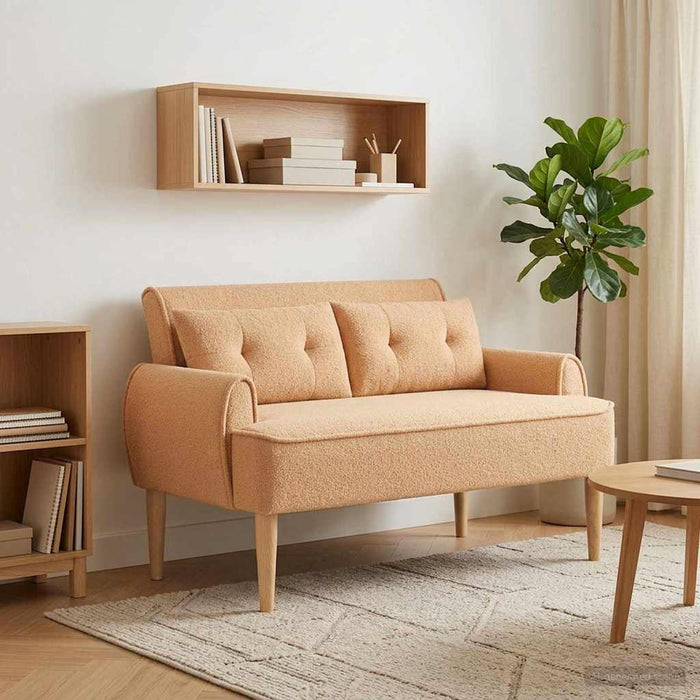 Canapea cu capitonaj butonat Bej 117 x 67 x 77 cm Bouclé WALTI