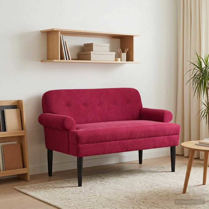 Canapea cu capitonaj butonat Roșu Vin 120 x 66 x 78 cm Catifea WALTI