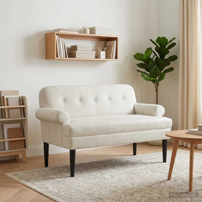 Canapea cu capitonaj butonat Crem 120 x 66 x 78 cm Catifea WALTI