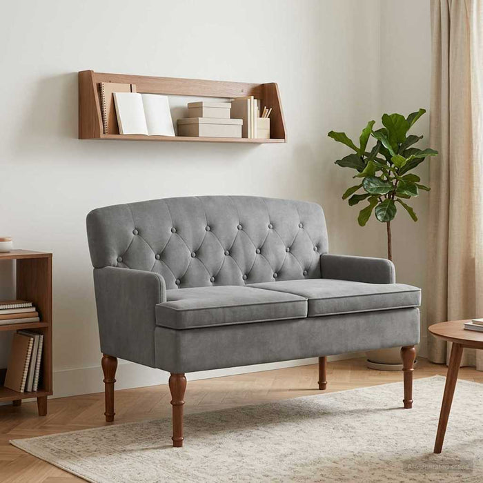 Canapea cu capitonaj butonat Gri închis 111 x 65 x 79 cm WALTI