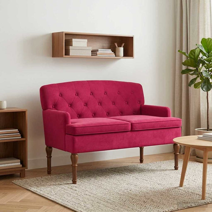 Canapea cu capitonaj butonat Roșu Vin 111 x 65 x 79 cm Catifea WALTI