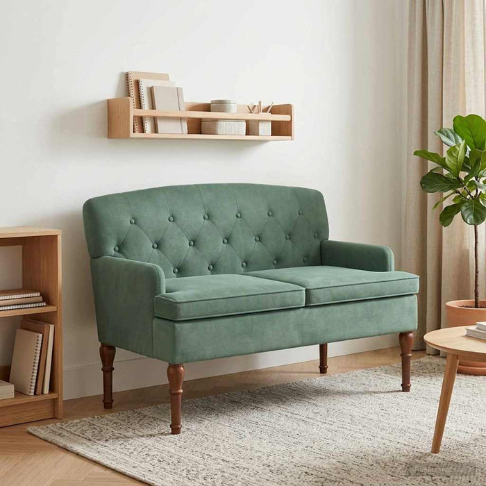 Canapea cu capitonaj butonat Verde Mării 111 x 65 x 79 cm WALTI