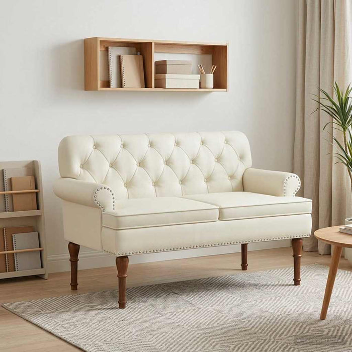 Canapea cu capitonaj butonat Crem 120 x 65 x 77 cm WALTI