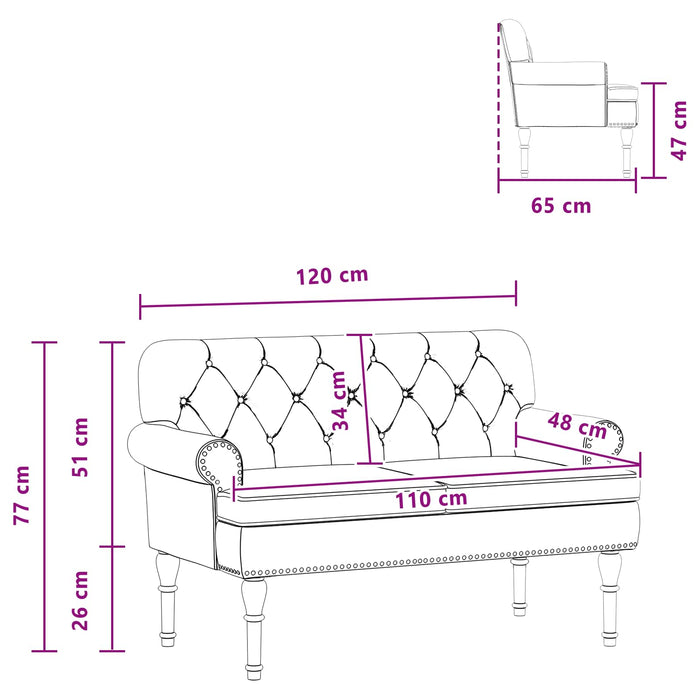 Canapea cu capitonaj butonat Roșu Vin 120 x 65 x 77 cm WALTI