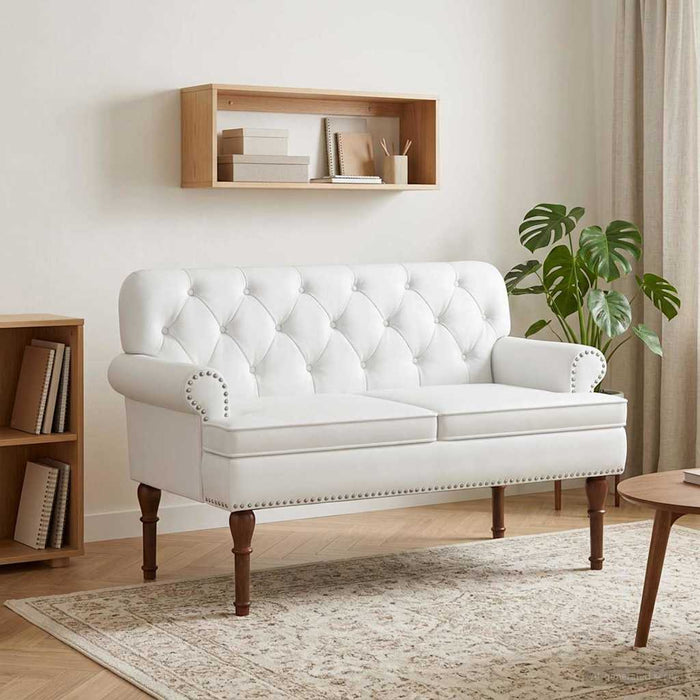 Canapea cu capitonaj butonat Alb 120 x 65 x 77 cm WALTI