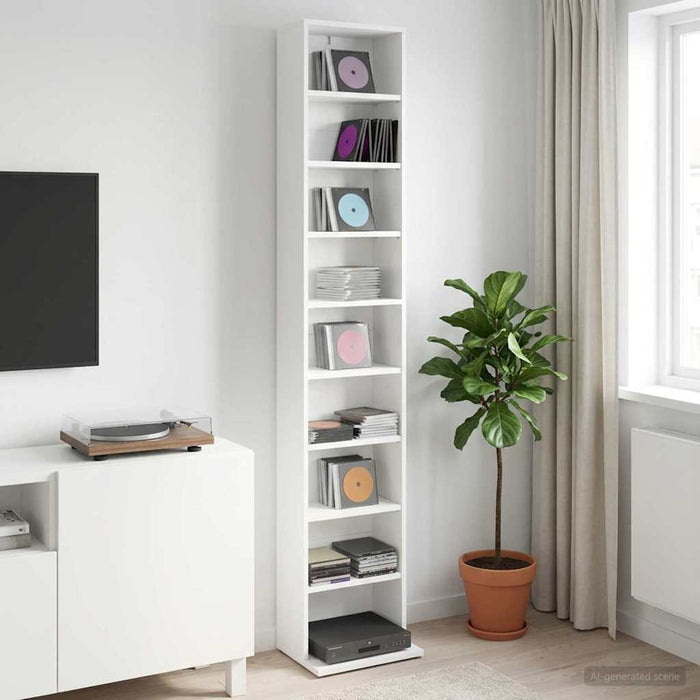 Dulap pentru CD-uri Alb 33 x 23,5 x 175 cm Lemn prelucrat WALTI