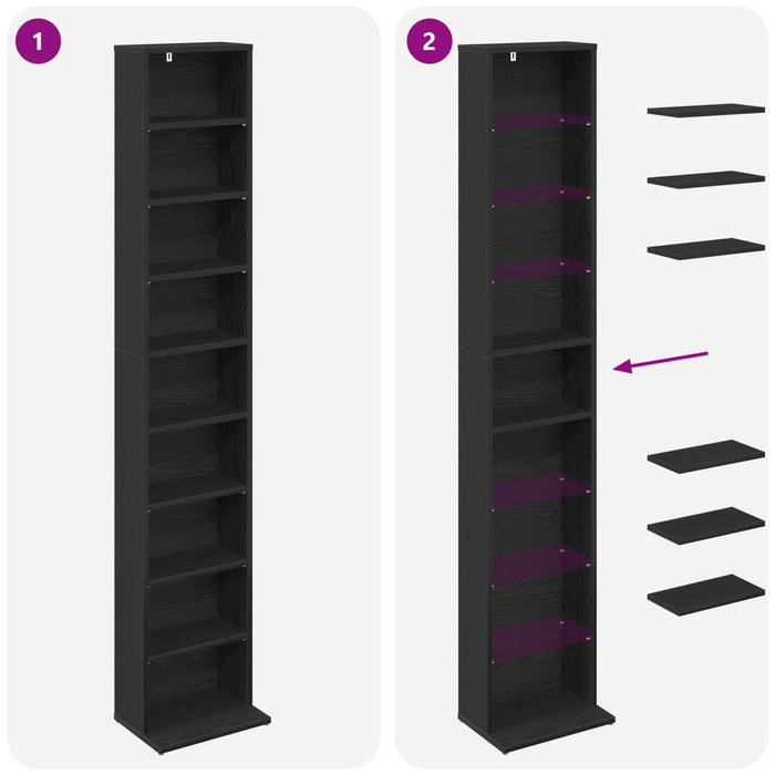 Dulap pentru CD-uri Stejar Negru 33 x 23,5 x 175 cm WALTI