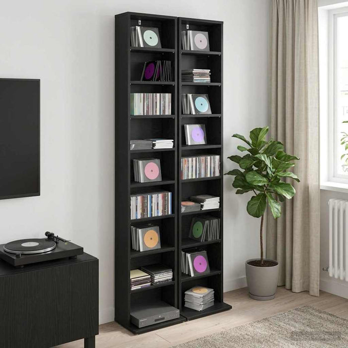 Dulap pentru CD-uri 2 buc. Stejar Negru 33 x 23,5 x 175 cm WALTI