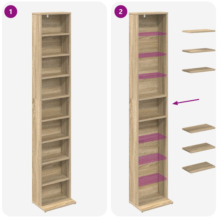 Dulap pentru CD-uri Stejar Sonoma 33 x 23,5 x 175 cm WALTI