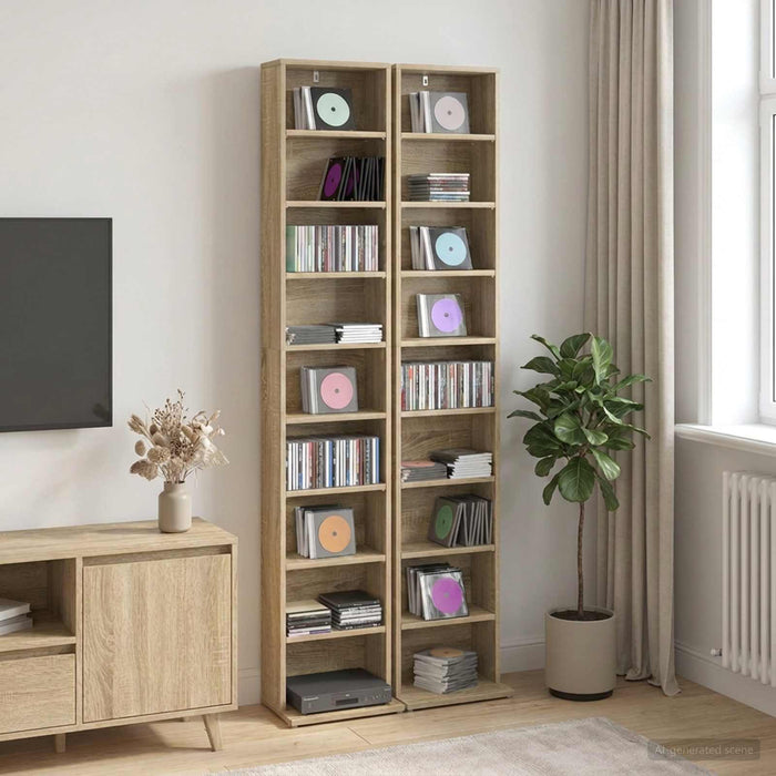 Dulap pentru CD-uri 2 buc. Stejar Sonoma 33 x 23,5 x 175 cm WALTI
