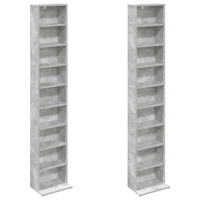 Dulap pentru CD-uri 2 buc. Gri Beton 33 x 23,5 x 175 cm WALTI