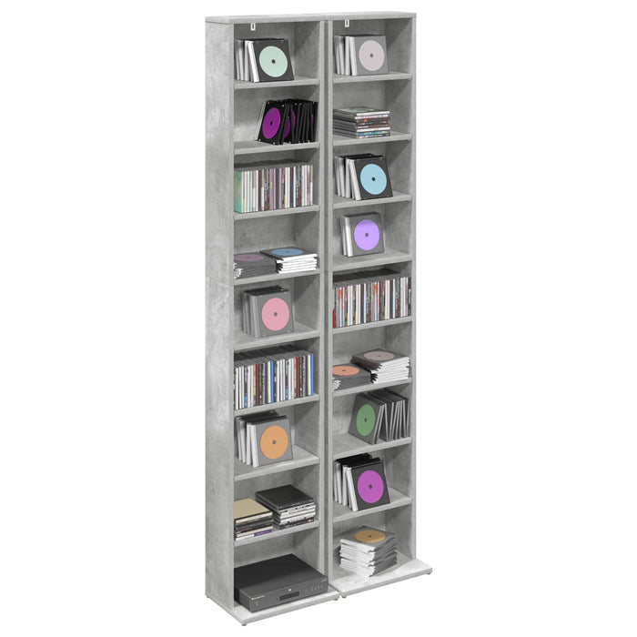 Dulap pentru CD-uri 2 buc. Gri Beton 33 x 23,5 x 175 cm WALTI