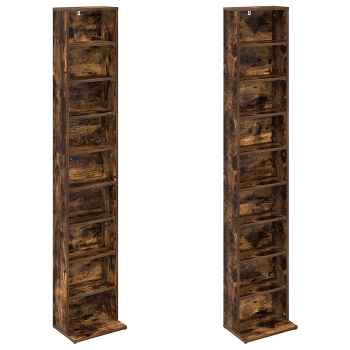Dulap pentru CD-uri 2 buc. Stejar fumuriu 33 x 23,5 x 175 cm WALTI