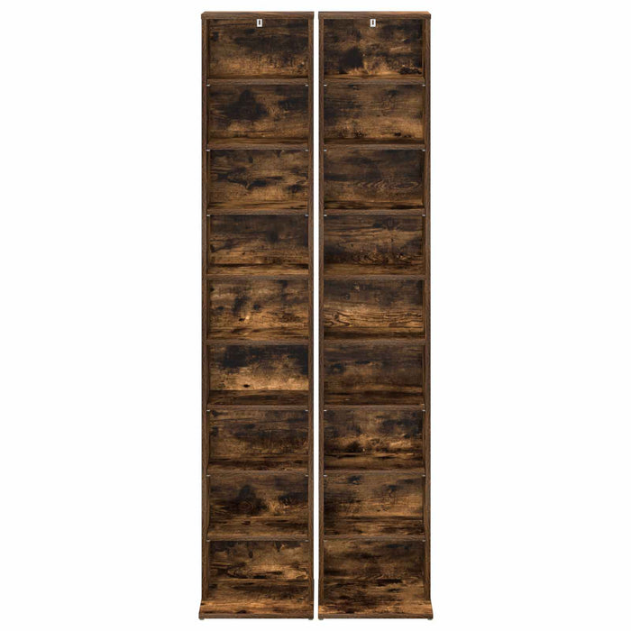 Dulap pentru CD-uri 2 buc. Stejar fumuriu 33 x 23,5 x 175 cm WALTI