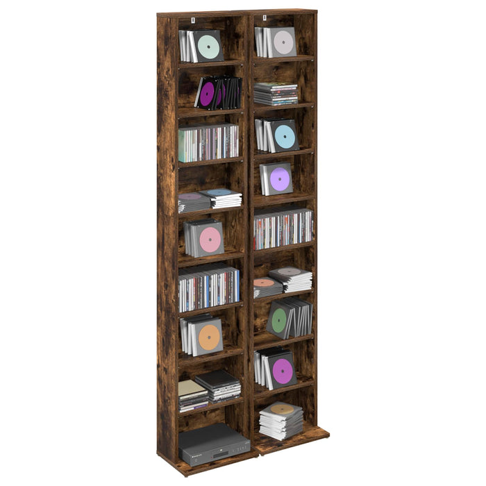 Dulap pentru CD-uri 2 buc. Stejar fumuriu 33 x 23,5 x 175 cm WALTI