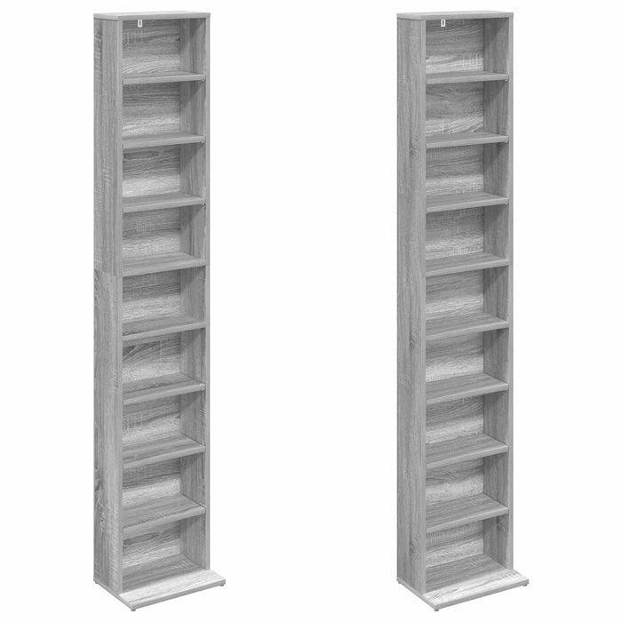 Dulap pentru CD-uri 2 buc. Sonoma gri 33 x 23,5 x 175 cm WALTI