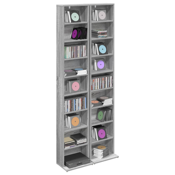 Dulap pentru CD-uri 2 buc. Sonoma gri 33 x 23,5 x 175 cm WALTI