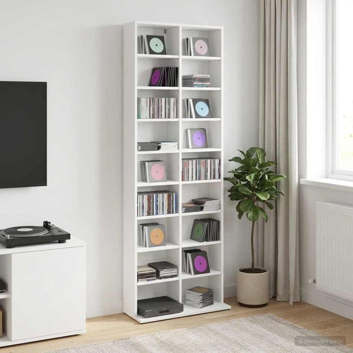 Dulap pentru CD-uri Alb 65 x 23,5 x 175 cm Lemn prelucrat - WALTI WALTI