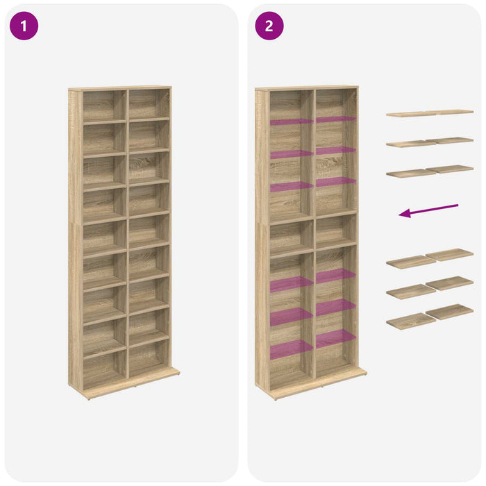 Dulap pentru CD-uri Stejar Sonoma 65 x 23,5 x 175 cm - WALTI WALTI