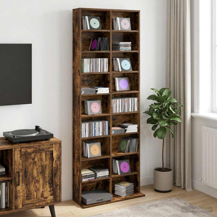 Dulap pentru CD-uri Stejar fumuriu 65 x 23,5 x 175 cm - WALTI WALTI