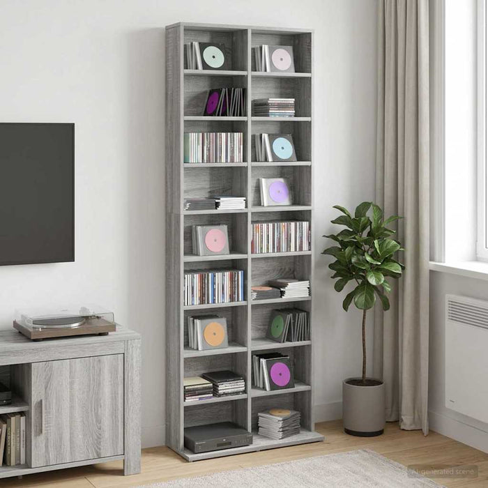 Dulap pentru CD-uri Sonoma gri 65 x 23,5 x 175 cm - WALTI WALTI
