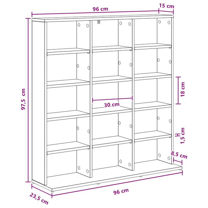 Dulap pentru CD-uri Stejar fumuriu 96 x 23,5 x 97,5 cm WALTI