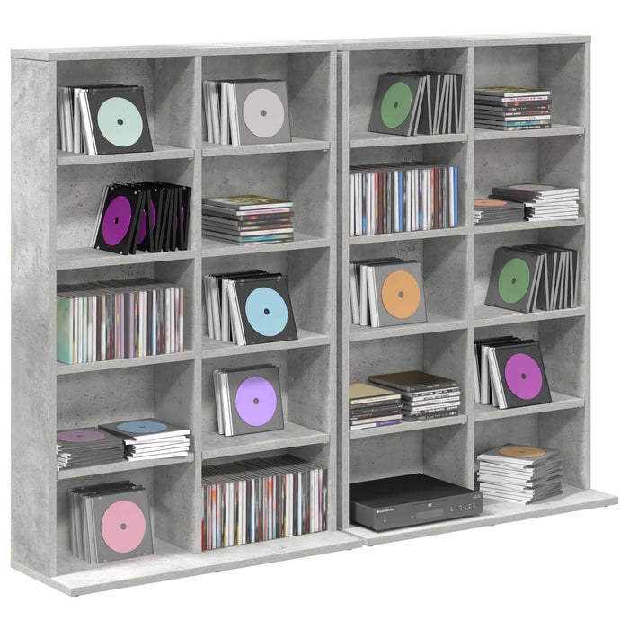 Dulap pentru CD-uri 2 buc. Gri Beton 65 x 23,5 x 97,5 cm - WALTI WALTI