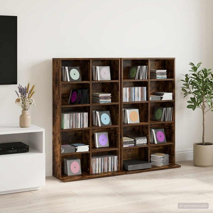 Dulap pentru CD-uri 2 buc. Stejar fumuriu 65 x 23,5 x 97,5 cm - WALTI WALTI