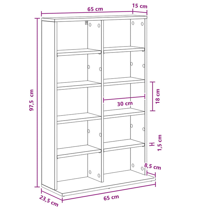 Dulap pentru CD-uri Sonoma gri 65 x 23,5 x 97,5 cm WALTI