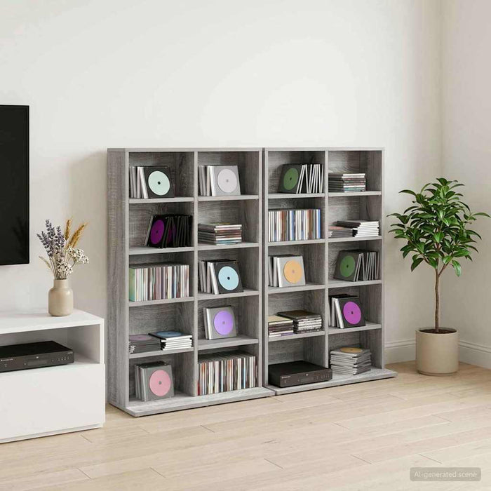Dulap pentru CD-uri 2 buc. Sonoma gri 65 x 23,5 x 97,5 cm - WALTI WALTI