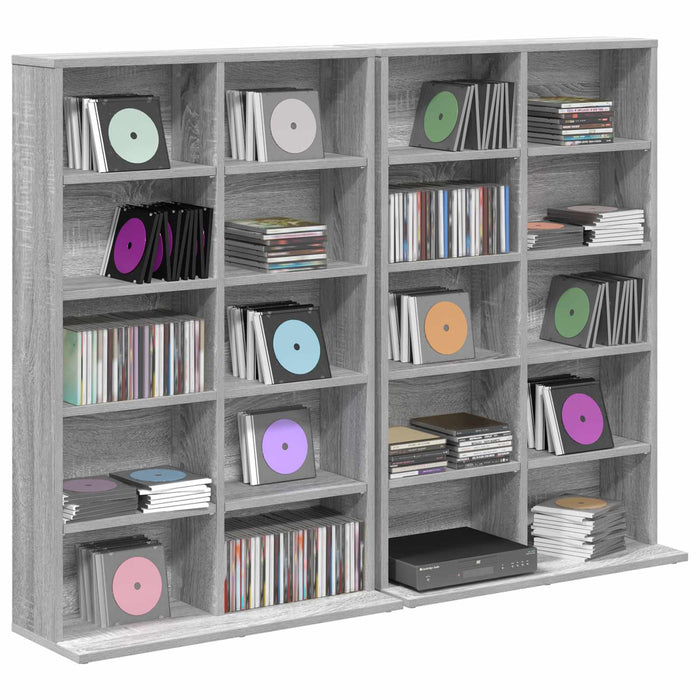 Dulap pentru CD-uri 2 buc. Sonoma gri 65 x 23,5 x 97,5 cm - WALTI WALTI